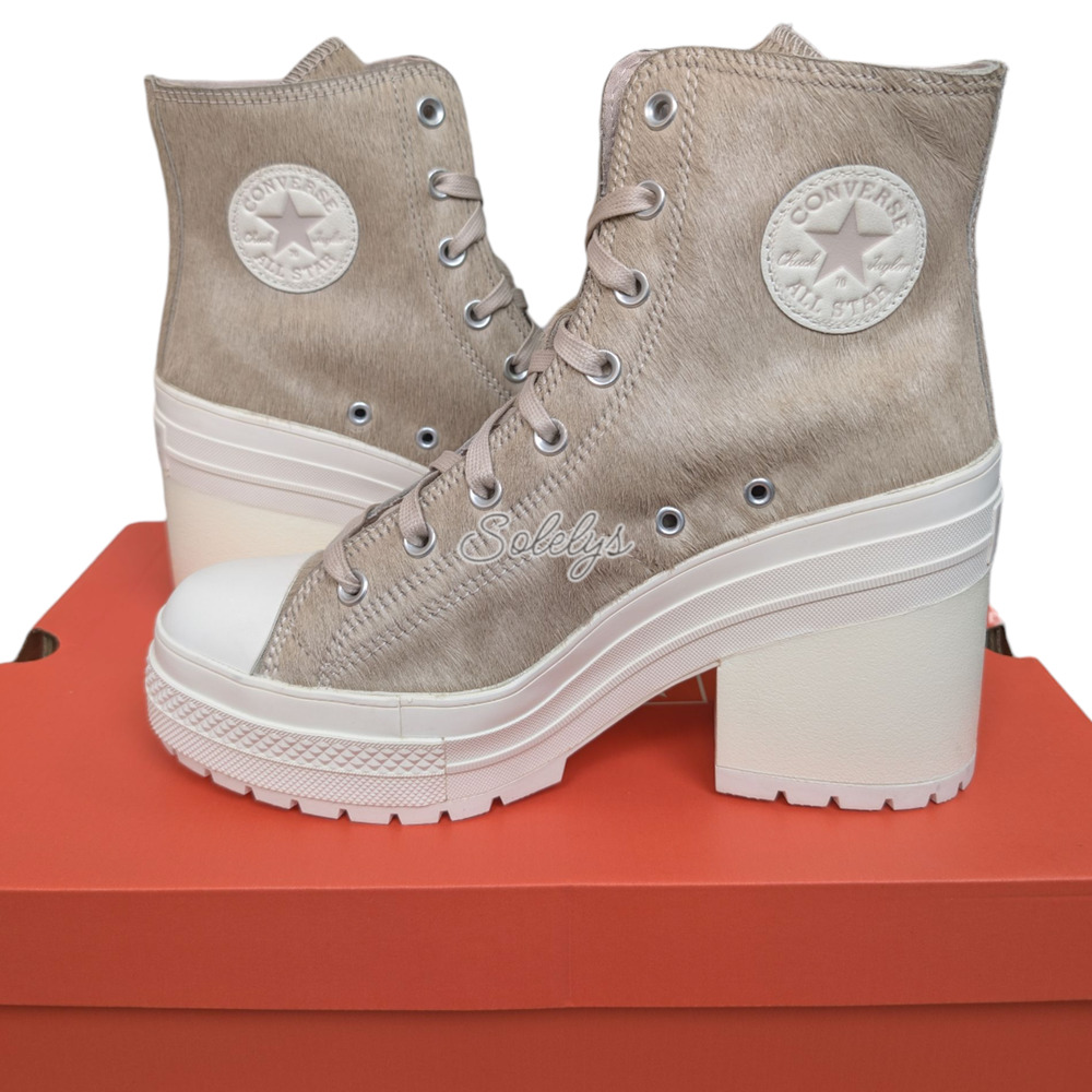 Converse Chuck 70 De Luxe Heel Genuine Calf Pony Hair Platform Sneaker 8.5 NEW